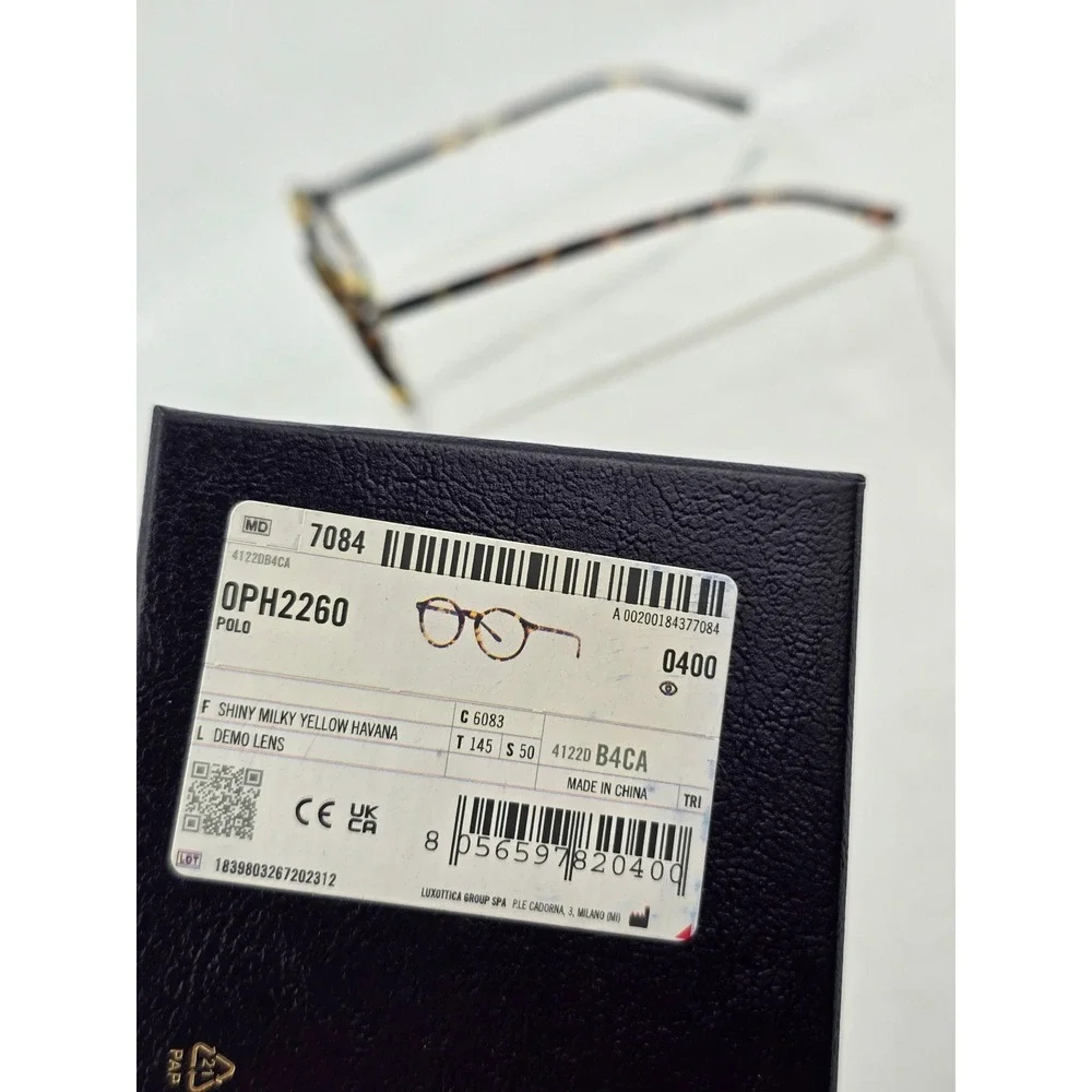 Polo Ralph Lauren Eyeglasses Unisex 50-21-145 Shiny Milky Yellow Havana - New